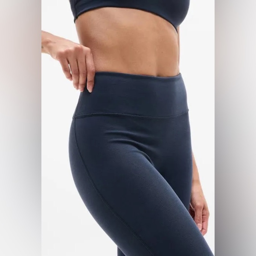 Athleta Navy Blue High Rise Cropped Yoga Running Activewear Leggings Gym Workout